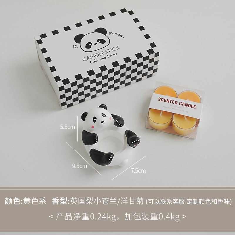 Panda candelabro aromaterapia en forma de vela cera hecha a mano lindo decoración de fragancias traje ambiente regalo de mano