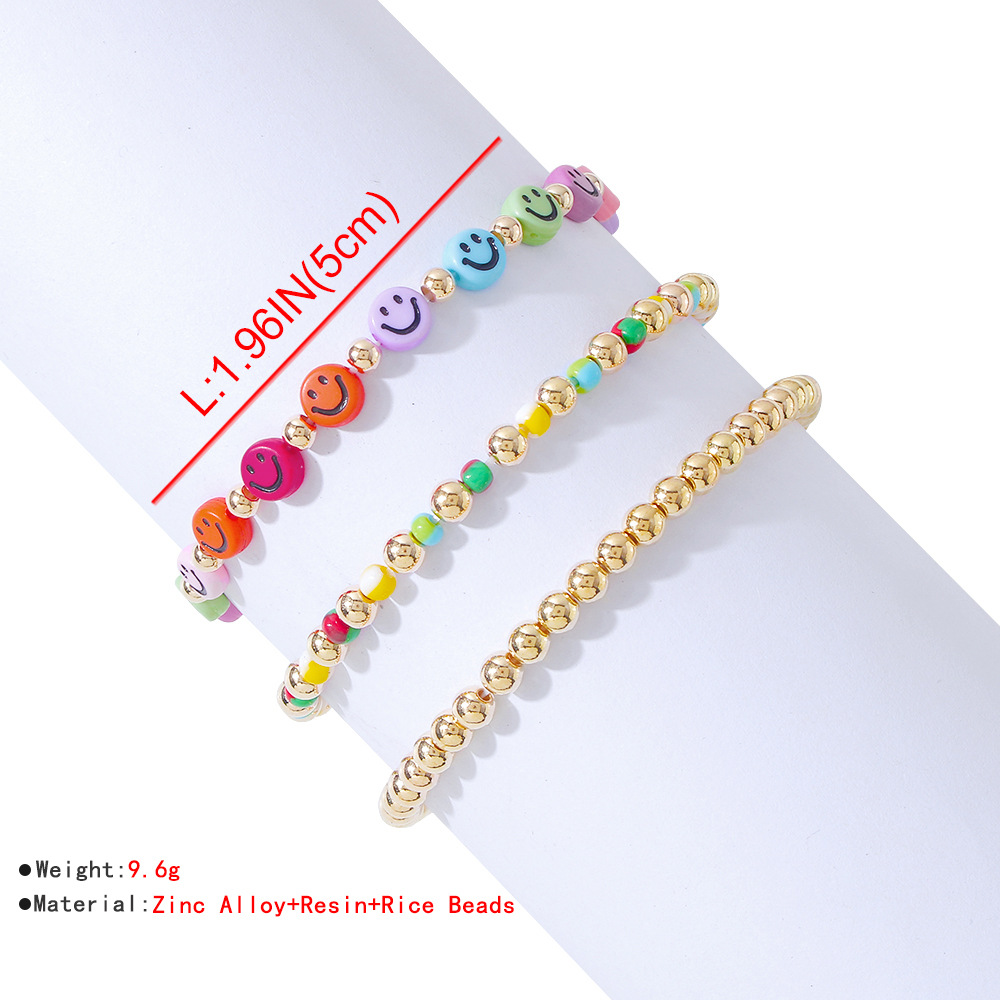 ethnic style star smiling face beaded elastic bracelet