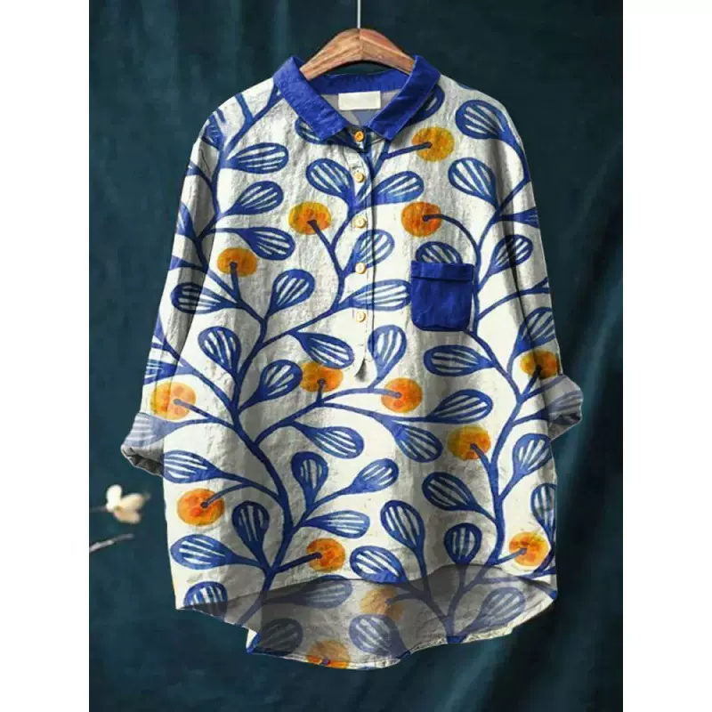 25新款跨境欧美长袖衬衫五扣开衫夏威夷风格衬衫女士上衣潮流时尚