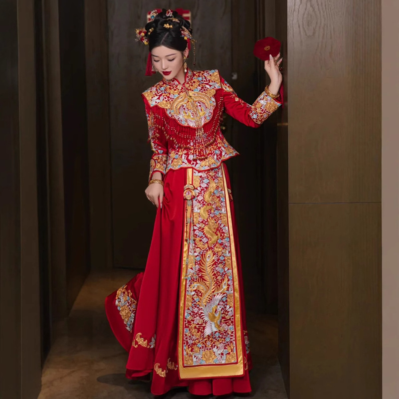 Heavy-Duty Satin 2026 New Style Xiuhe Wedding Dress for Brides, Chinese Wedding Attire, Bridal Gown, Toast Dress, Wedding Dress for the Bride's Departure, Wholesale Heavy-Duty Satin 2026 New Style Xiuhe Wedding Dress for Brides, Chinese Wedding Attire, Bridal Gown, Toast Dress, Wedding Dress for the Bride's Departure, Wholesale