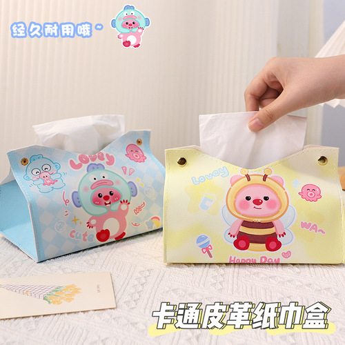 Ins style cartoon animation pattern cute creative tissue bag dining table office living room home car paper box