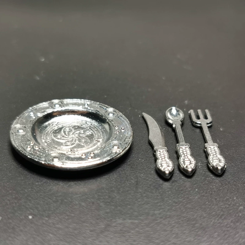 Gzdollhouse [мини-диск из сплава + нож, вилка и ложка] кукольный домик Ресторан торт спичка еда играть