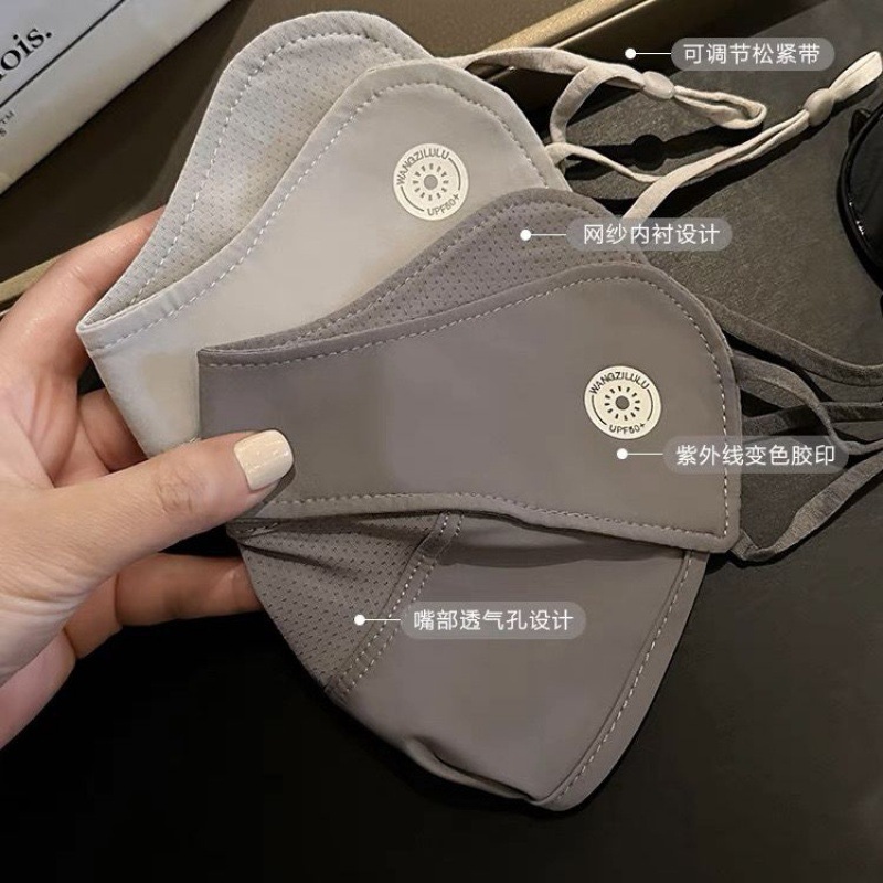 防曬女士夏季薄款透氣冰絲涼感遮全臉防紫外線護眼角防塵面罩