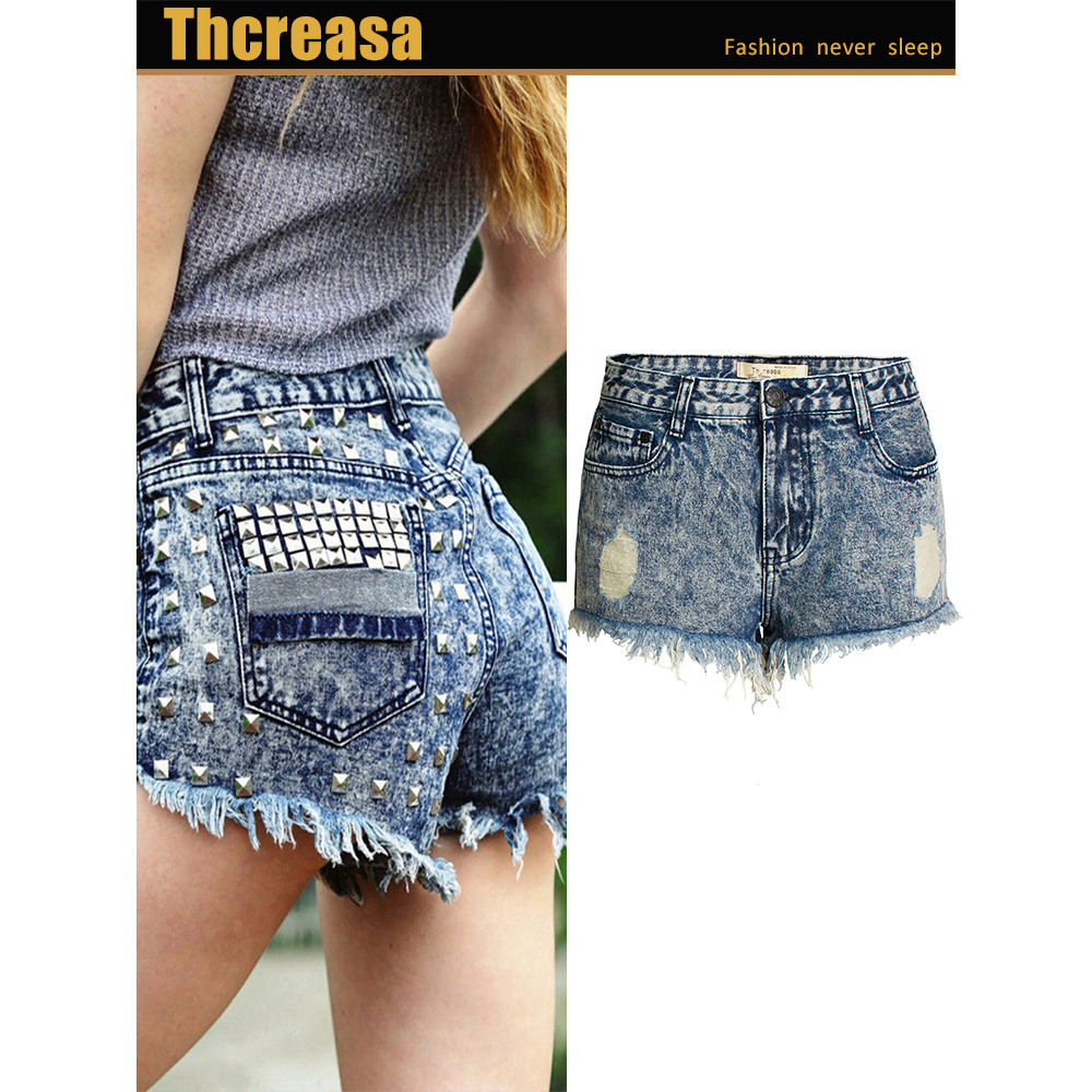 AliExpress Amazon ebay women's ripped denim loose shorts rivet hot pants supply