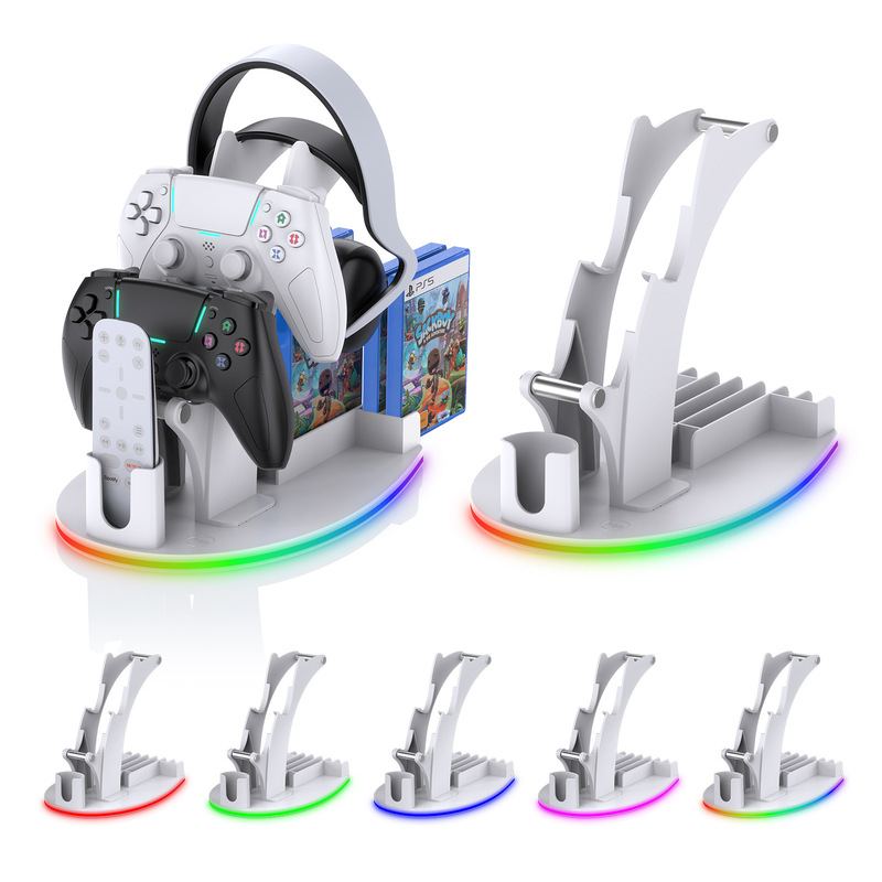 Suitable for Ps5 Desktop Storage Stand with Rgb Light, Headphone/Controller/Remote Control/Disk Storage Rack Suitable for Ps5 Desktop Storage Stand with Rgb Light, Headphone/Controller/Remote Control/Disk Storage Rack