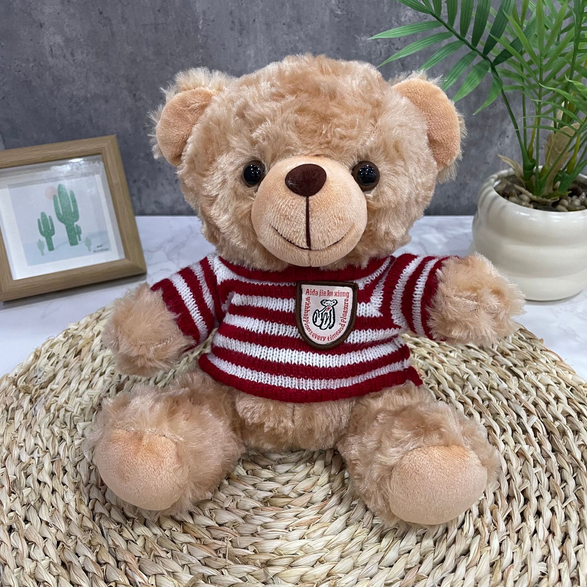Teddy Bear se puede imprimir LOGO evento de vacaciones muñeca regalo para el hogar adornos de escritorio abrazar juguetes de peluche