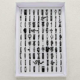 TEMU欧美跨境专供饰品随机40件套戒指套装百搭枪黑色复古蛇形指环