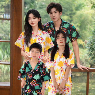 Khan Steaming Clothes Cotton Women's High-end Couple Clothes plus size Sauna Clothes Massage Men's Bath Clothes Han Steaming Clothes Free Embroidered Characters