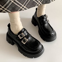 时尚气质黑色复古加绒厚底小皮鞋女2025新款秋冬保暖玛丽珍棉鞋子