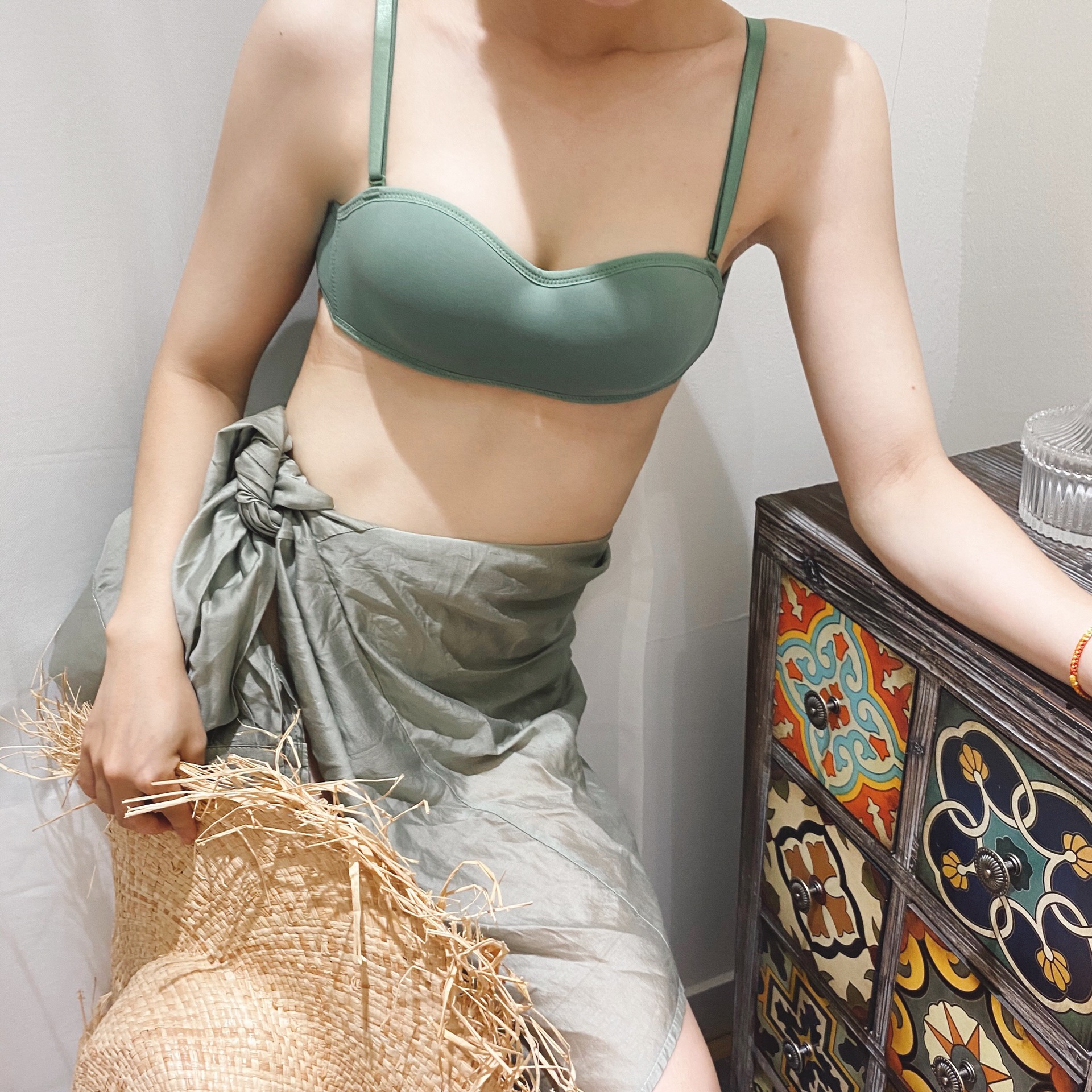 Sujetador de ropa interior de niña brillante sin costuras de una pieza