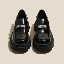西遇厚底乐福鞋女2025年春季新款圆头锁扣系带英伦风单鞋jk小皮鞋