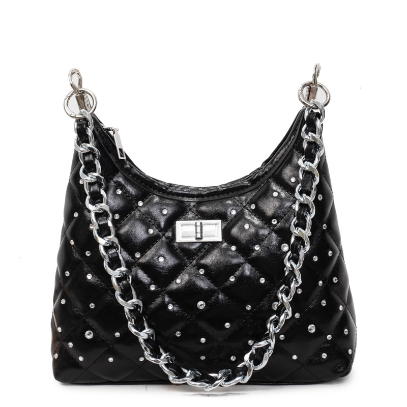 Versión coreana del pequeño bolso de cadena de viento fragante 2025 verano nuevo bolso femenino moda bolso de hombro con diamantes bolso bandolera bordado con diamantes