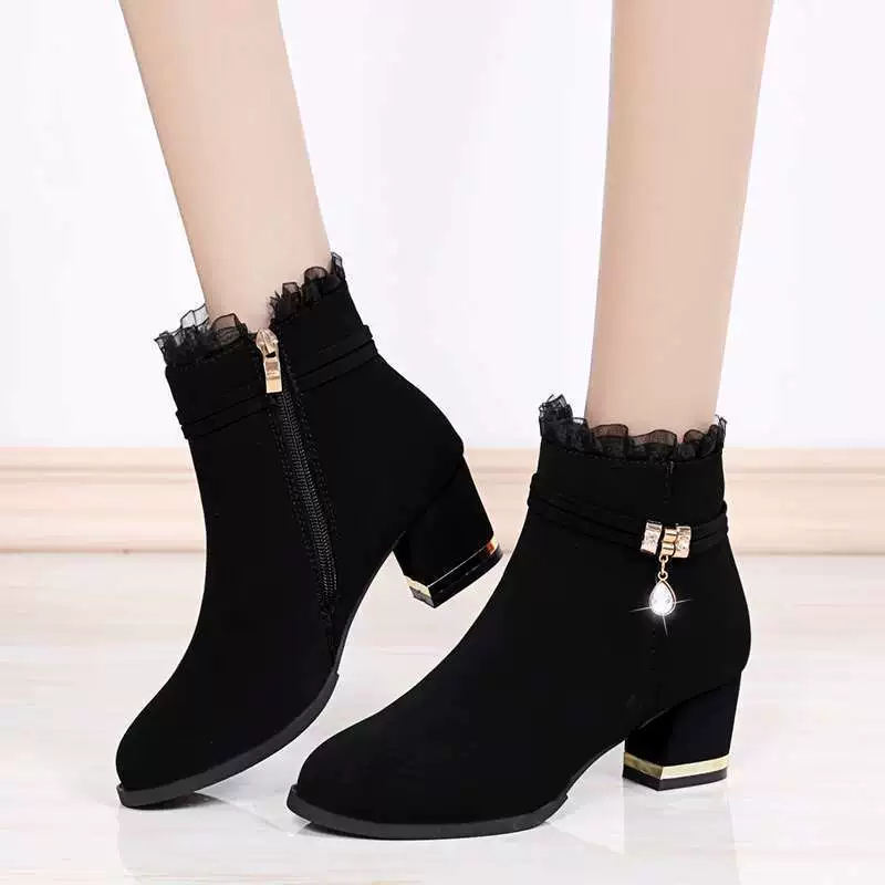 Fleece keep warm suede universal low boots with zipper, 2021 collection