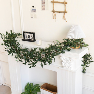 Cross-Border Popular Simulated Green Plants Olive Branches Rattan Window Door Hanging Decoration Wedding Scenery