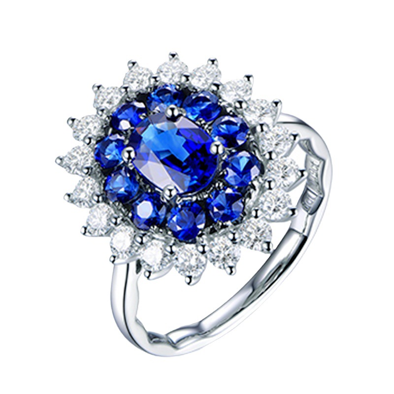 Anillo estilo princesa diana con zafiro joya chapada en oro mujer_voghion.com
