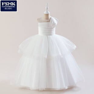 Children's Dress Princess Dress Flower Girl's Puff Veil Western-style Birthday Party Dress Girl's Host Piano Performance Dress