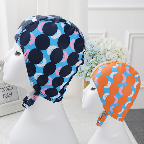 Cross-border wholesale cartoon printed swimming cap for women cute long hair Korean swimming cap fabric ladies fashion adult swimming cap
