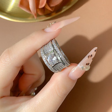 时尚复古个性群镶满钻锆石宽版大戒指 冷淡风大皓石钻戒 厂家批发