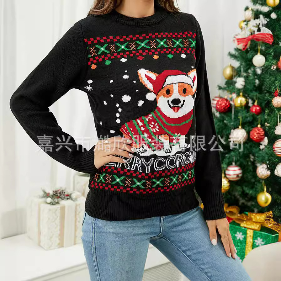 Fashionable knitted bottoming sweater Amazon autumn winter Christmas cross-border new pullover pet jacquard sweater women's clothing