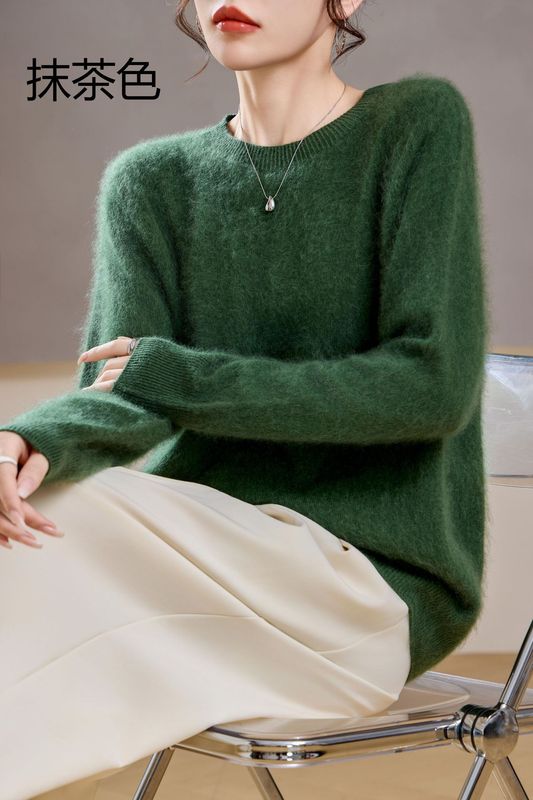 【起毛シリーズ】カシミヤ5% ウール95% ラウンドネック/Vネック シームレス起毛カシミヤセーター レディース セーター 25年新作|undefined