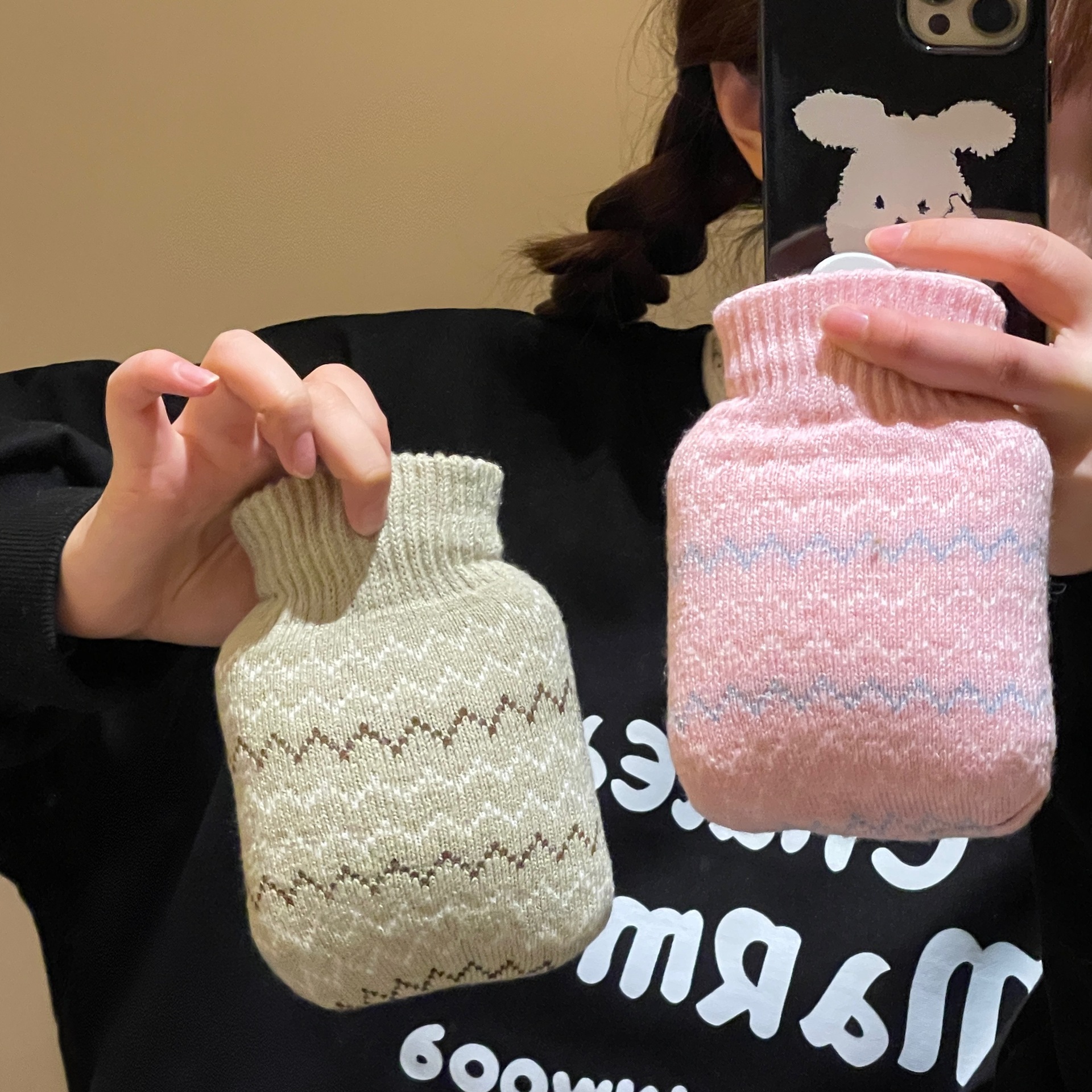 Bonita bolsa de agua caliente inyección de agua de silicona bolsa de agua caliente dormitorio pequeño tía caliente compresas calientes para bebés calientes bolsas de mano calientes