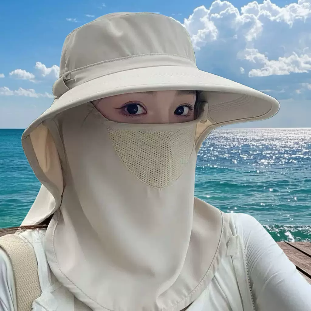 全方位防晒帽女夏季大沿遮脸防紫外线渔夫帽采茶干农活遮阳太阳帽