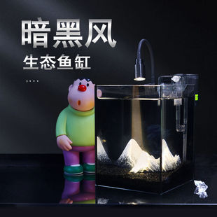 Desktop landscaping package office mini special bucket fish tank super white black glass ecological landscaping self-circulating super white tank