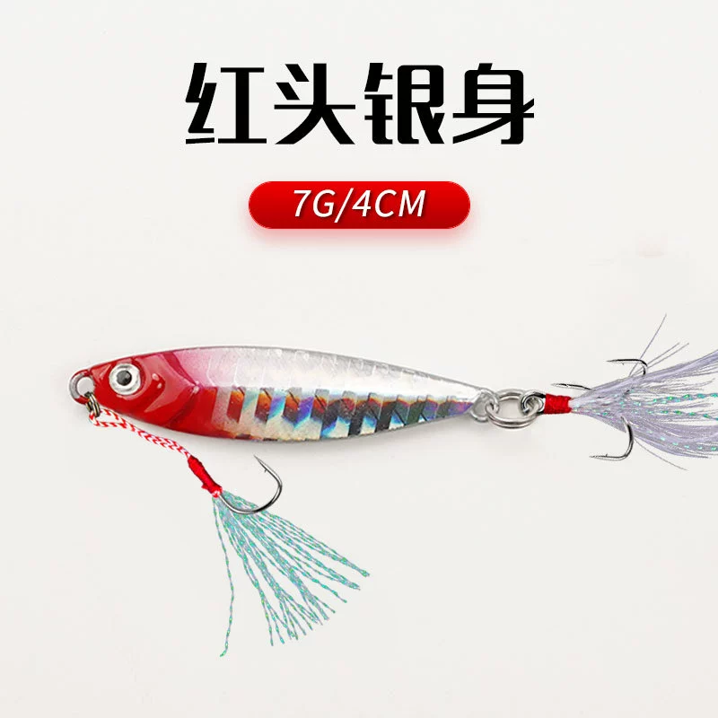Wholesale explosive fishing shore voya shore catfish iron board sub -bait laser double hook feather hook metal fake bait hard bait