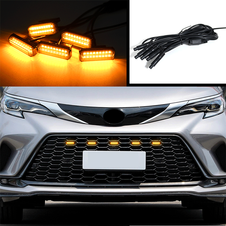 Car Grille Small Yellow Light Clip-On Led Light Suv Pickup Truck Off-Road Vehicle Grille Modification Universal Led Grille Light