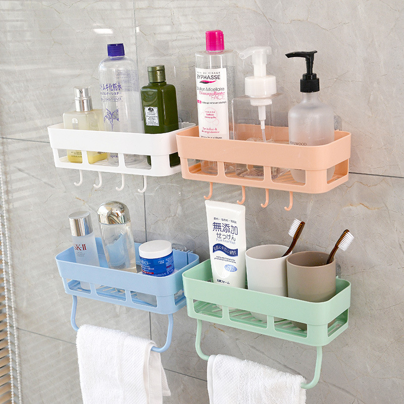 Bathroom Storage Rack Toilet Suction Cup Wall-Mounted Bathroom Organizer Nordic Style Storage Shelf