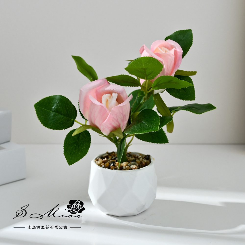 Transfronterizos de dos cabezas de tortuga bonsai de moda imitación de flores falsas decoración del hogar fotografía ornamentos de flores artificiales de boda image 3