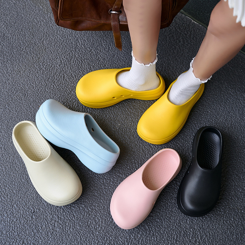 Muller Shoes for Outdoor Wear, Thick-Soled, Height-Increasing, Eva, Anti-Odor, Non-Slip, Comfortable, Soft-Soled, Slip-On, Closed-Toe Chef Shoes, Cross-Border Wholesale