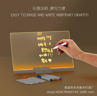 Erasable Led Luminous Writing Board Acrylic Transparent Note Board with Night Light Writing Message Memo Billboard