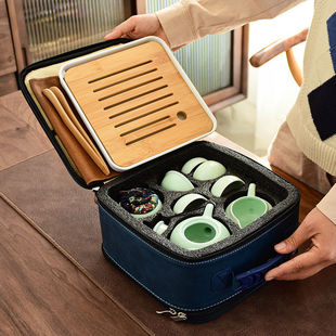Kung Fu Tea Set Household Simple Ceramic Teapot Small Set Outdoor Portable Travel Tea Set Complete Cross-border E-commerce