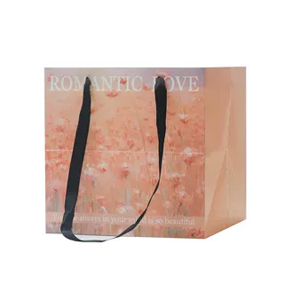 Nuevo estilo de pintura al óleo de siete colores cordier inglés bolsas de mano de flores rojas flores materiales de embalaje de flores portátiles