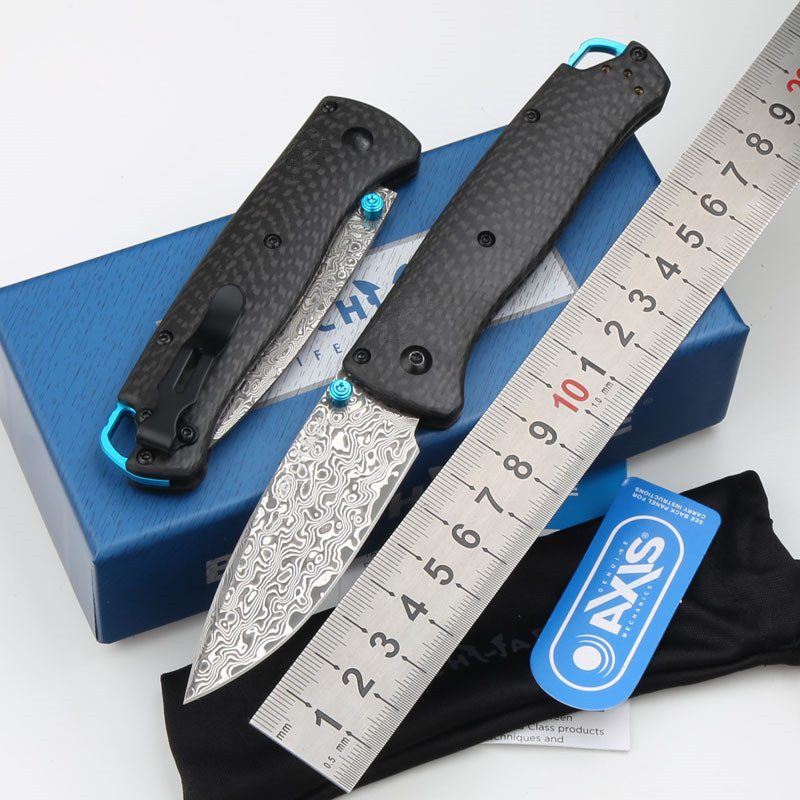 蝴蝶碳纤维535户外折叠刀大马士革钢荒野求生锋利便携EDC口袋刀