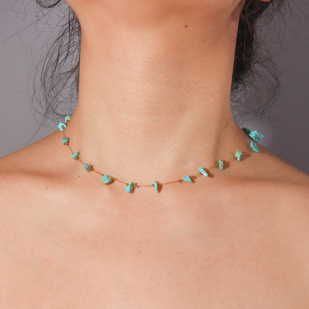 INS estilo caliente europeo y americano estilo bohemio collar de piedra natural pulsera conjunto de joyería de todo fósforo de verano para mujer 18K