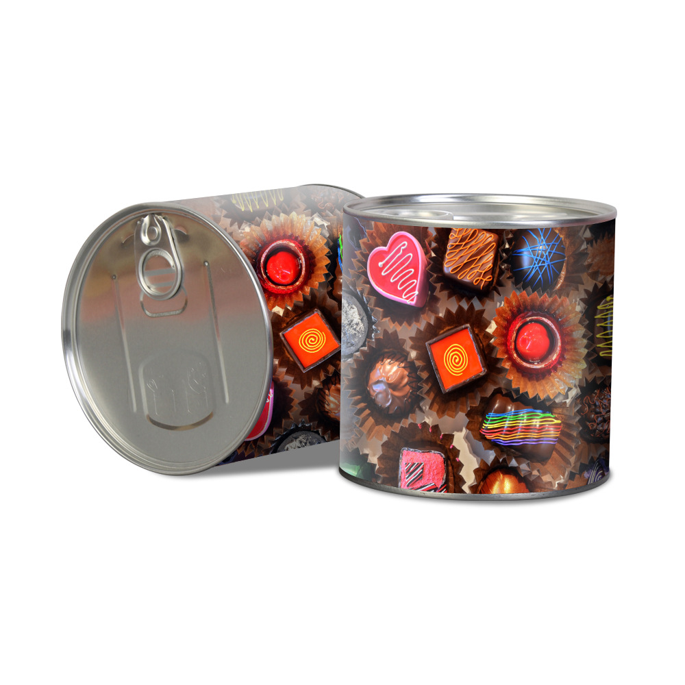 铝制易拉盖封口马口铁罐 坚果零食罐 圆形糖果罐包装diy图案印刷