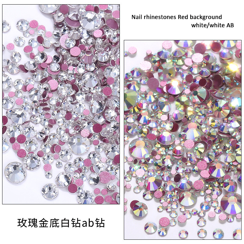 クロスボーダー金底白AB国ドリルネイルアートフラット底ドリル水晶ガラス水ドリル携帯電話のダイヤモンドdiyアクセサリー部品|undefined