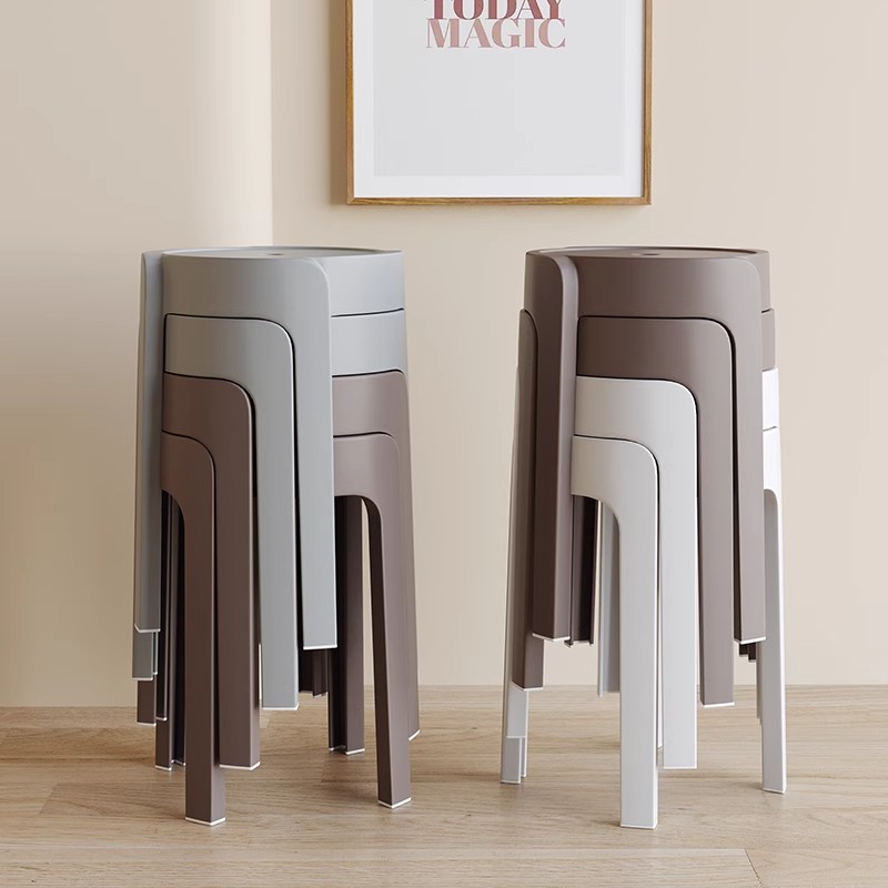 플라스틱 의자 쌓을 수 있는 가정용 두꺼운 풍차 의자 현대 간단한 식탁 높은 벤치 사이클론 의자 둥근 고무 의자