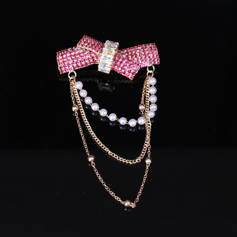 Elegant Glam Bow Knot Alloy Tassel Plating Inlay Artificial Pearls Rhinestones Women's Brooches display picture 9