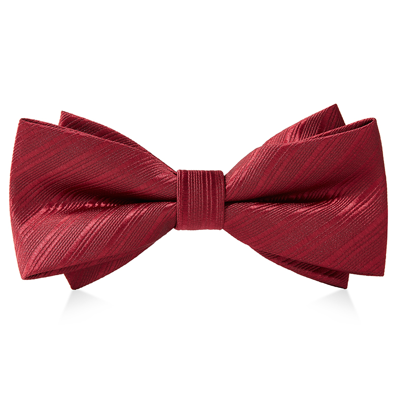 새로운 우아한 버건디 스트라이프 보타이 버건디