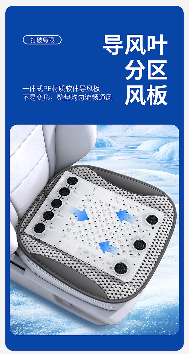 Summer-Specific USB Electric Ventilated Car Seat Cushion with Type-C Interface, Universal Sandwich Cooling Pad for Home and Car Use