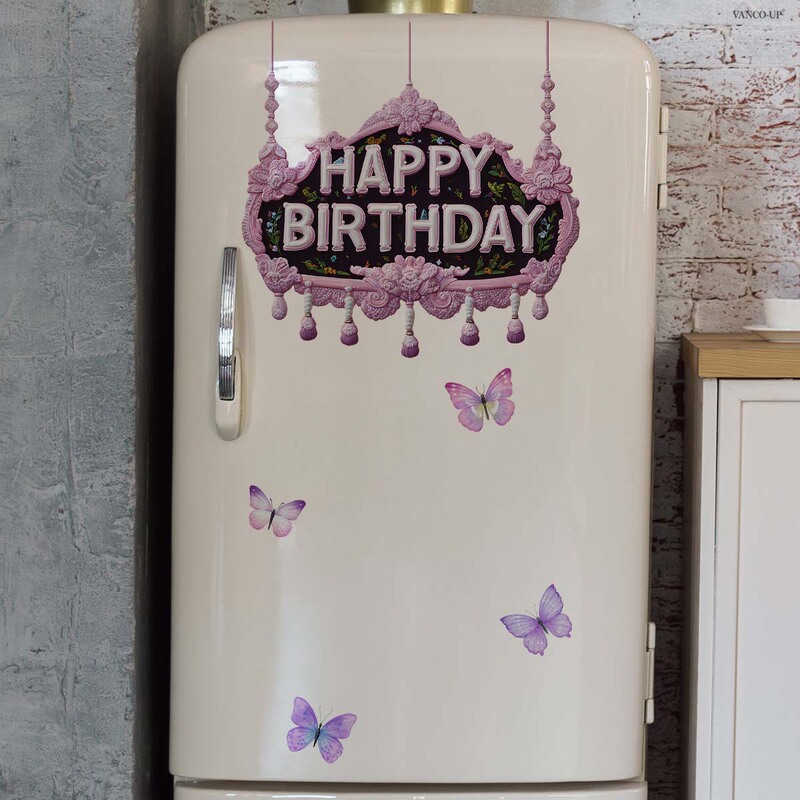 M21460 Purple English Bathtub Stickers Bedroom Bathroom Living Room Birthday Background Wall Home Decoration Self-Adhesive Wall Stickers