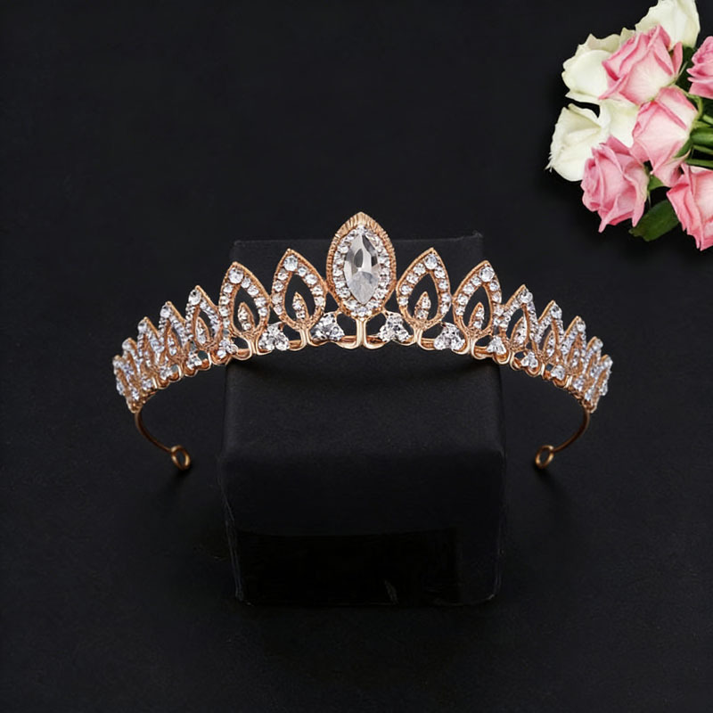 Moda tocado boda corona europea y americana nupcial boda corona hoja versátil aleación rhinestone temperamento accesorios al por mayor image 5