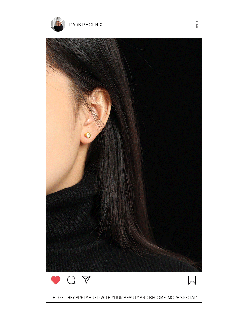 Water Plating Gold Plating Process Korean Irregular Concave-convex Lava S925 Sterling Silver Earrings