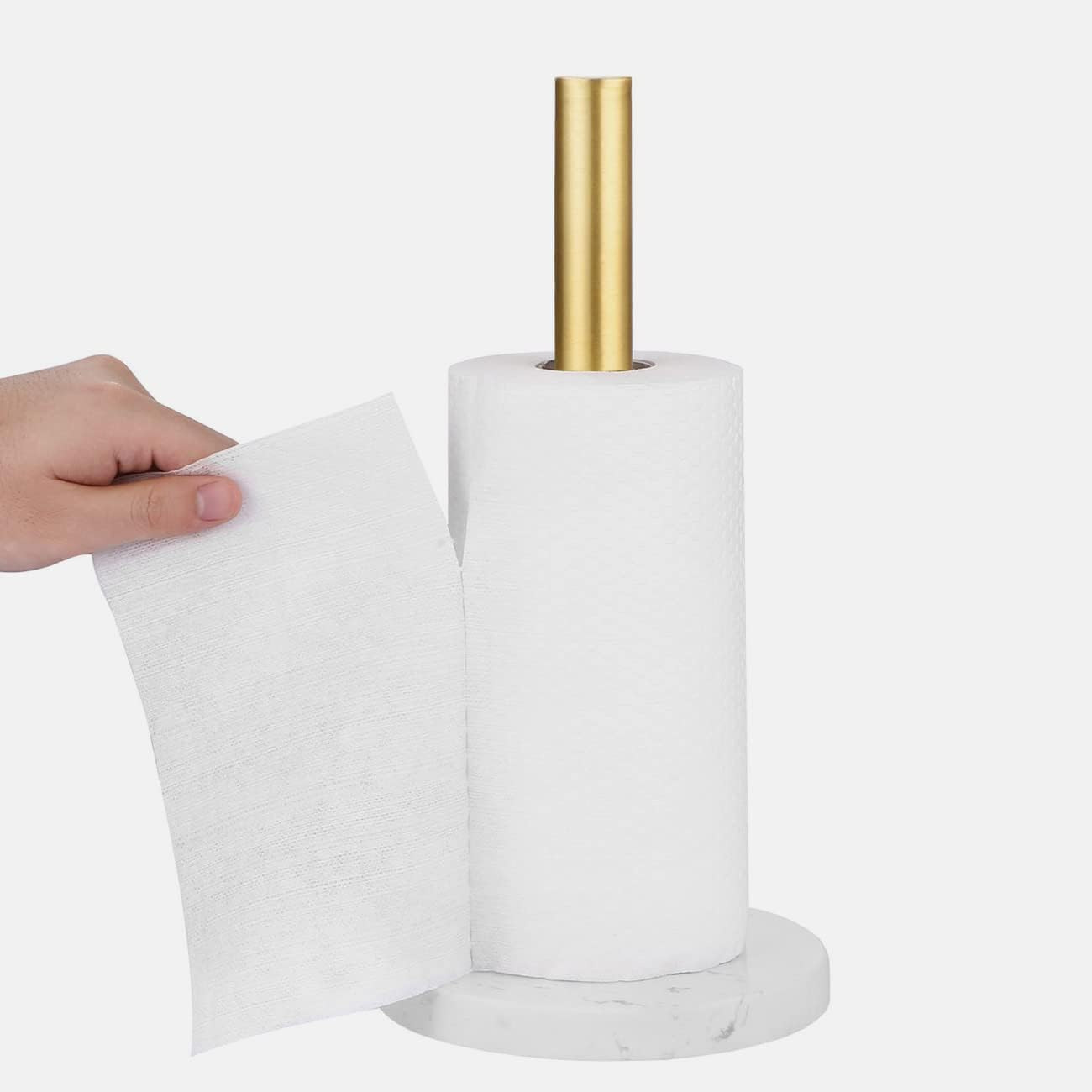Soporte para toallas de cocina, rollo de aceite de patrón de mármol, base de papel, soporte vertical para envoltura de plástico, estante de papel creativo sin perforación image 1