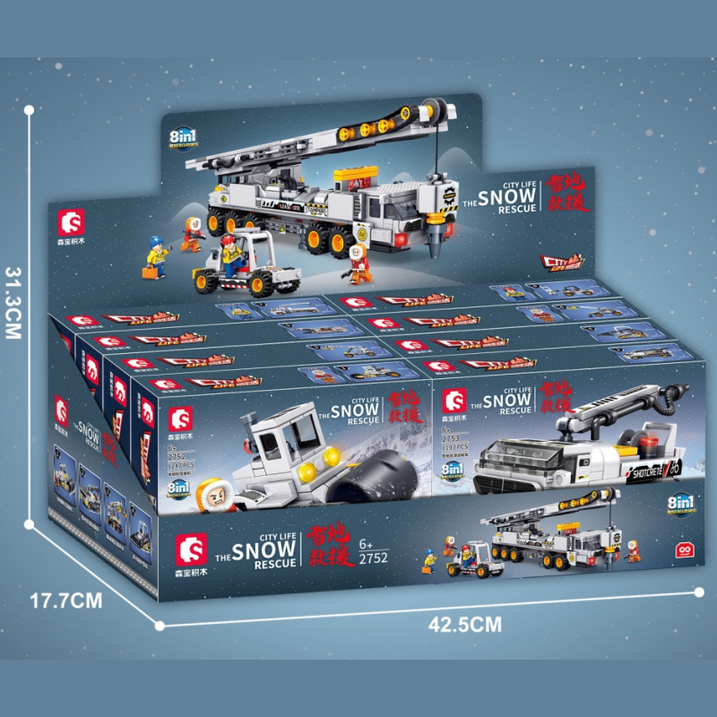 Senbao 2744 vida de la ciudad nieve rescate Wrecker Boy pequeño bloque construcción juguete niños montado regalo al por mayor