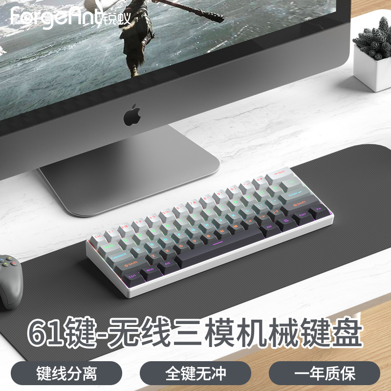 Ruiyi F61 メカニカルキーボード e スポーツゲームオフィスワイヤレス 3 モードノートブックデスクトップポータブル男性と女性のキーボード|undefined