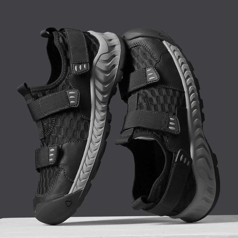 2024 primavera y verano zapatos de malla casuales de suela gruesa zapatos respirables de hombre huecos zapatos de malla de hombre zapatos de montaña al aire libre